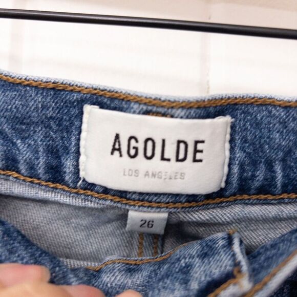 AGOLDE Riley High Rise Straight Crop Jeans in Silence Size 26 - Picture 5 of 10